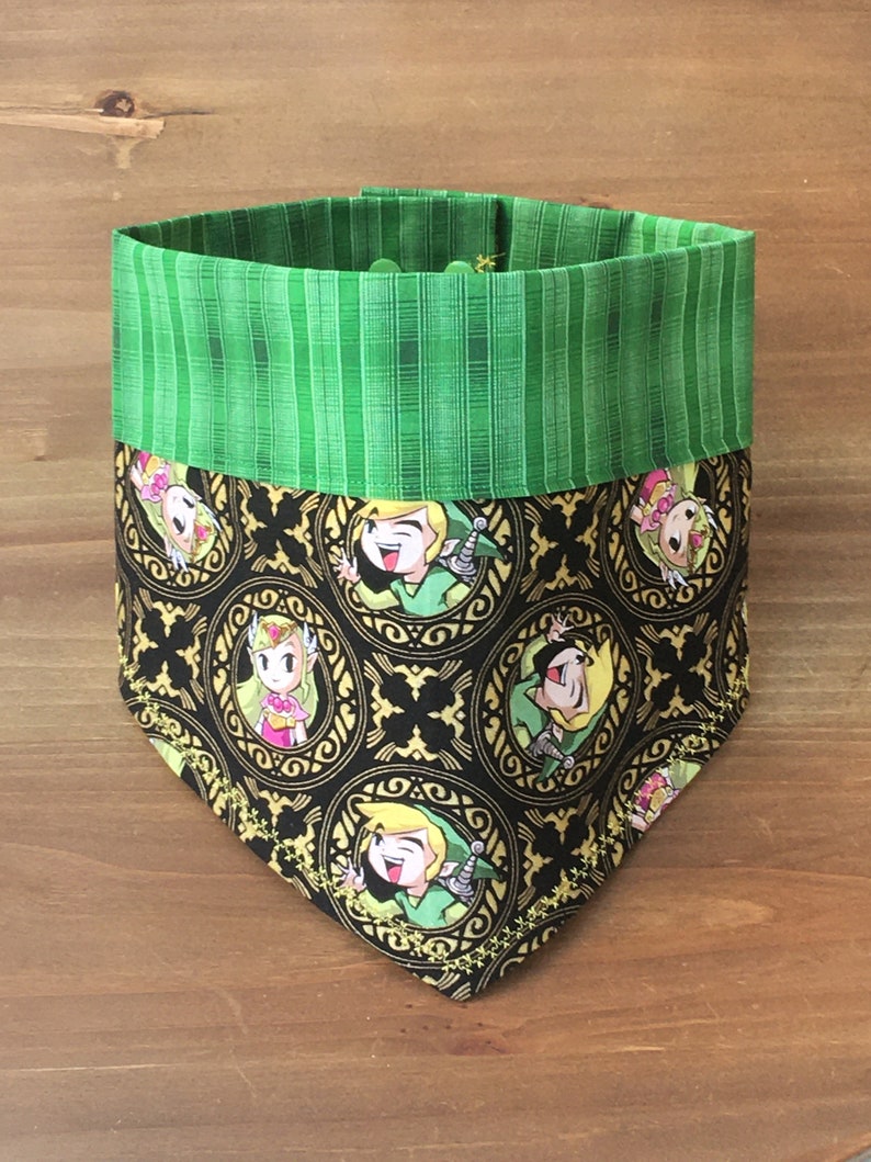 The Legend of Zelda Snap on Dog Bandana Toon Link and Zelda Pet Bandana