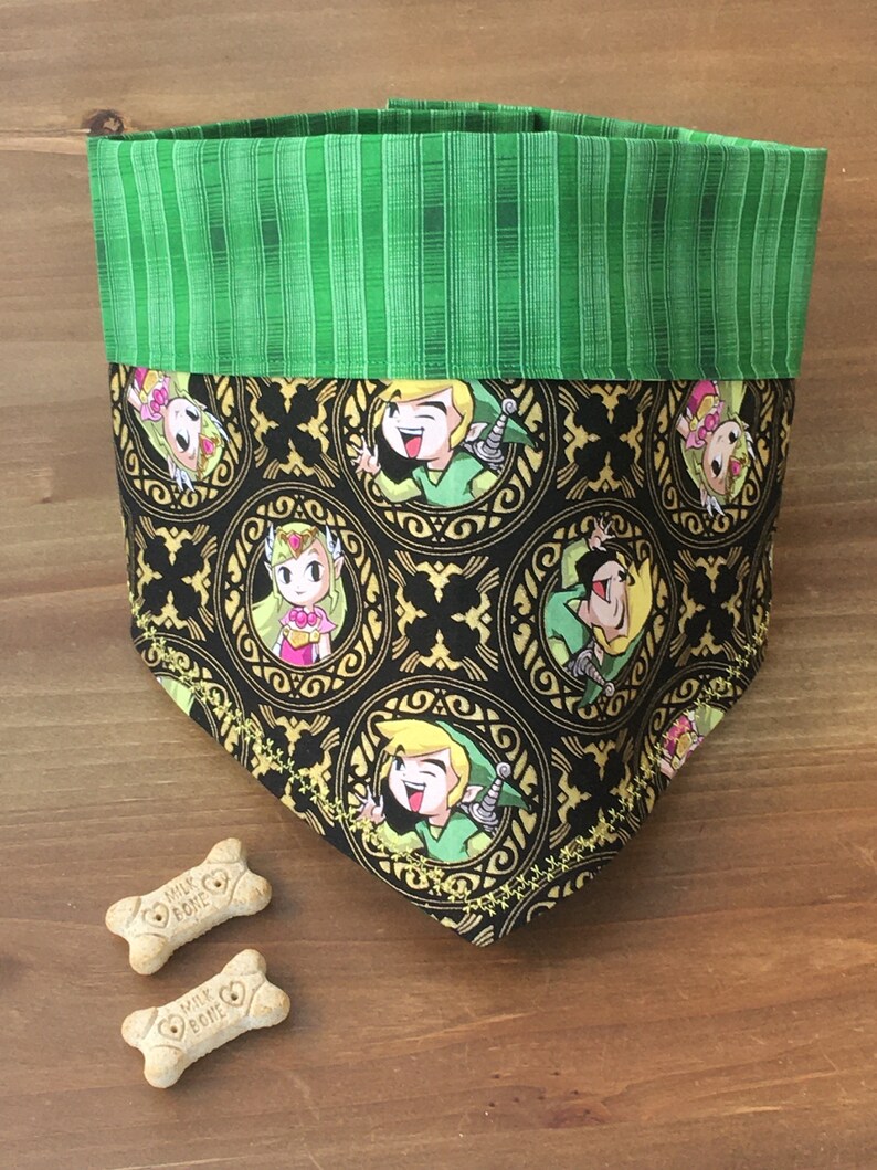 The Legend of Zelda Snap on Dog Bandana Toon Link and Zelda Pet Bandana