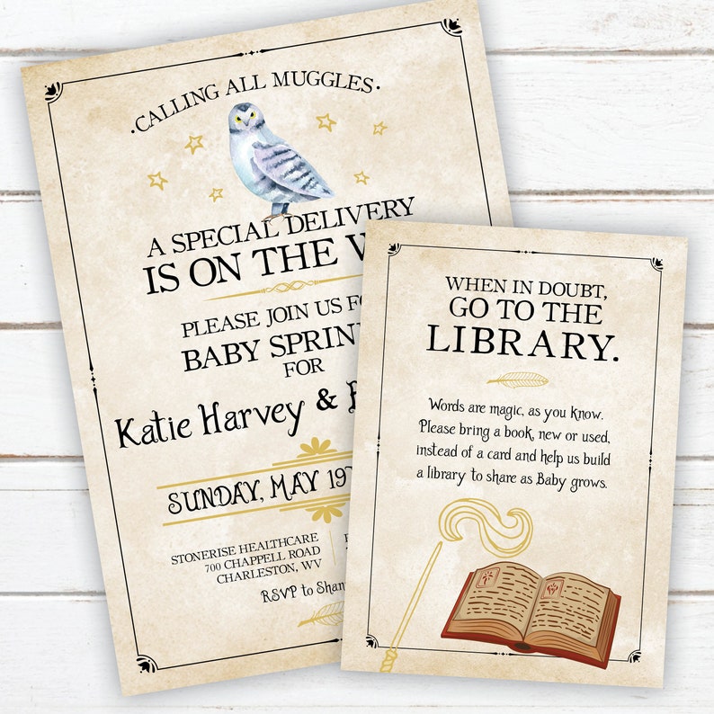 Wizard Baby Shower / Bring a Book / Invitation Insert Etsy