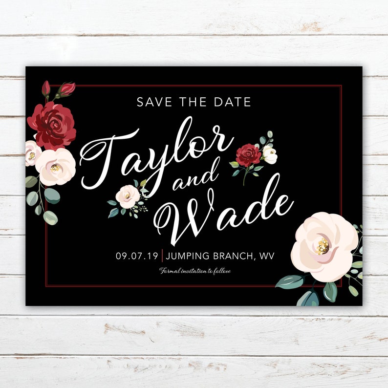 Red and White Flowers Wedding Invitation Suite