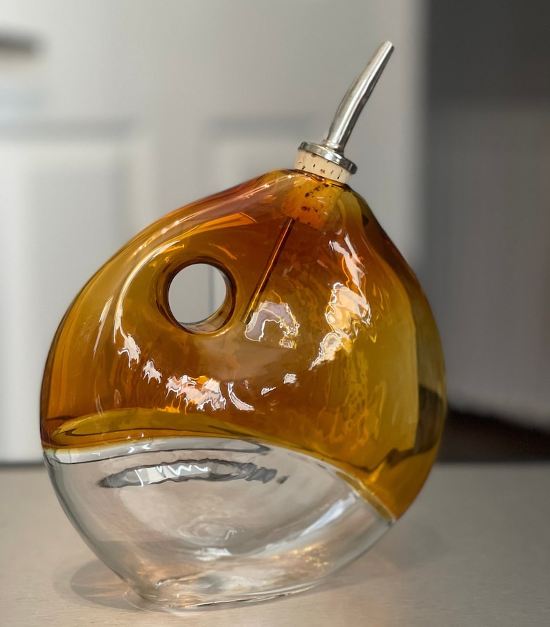 Hand Blown Glass Oil Dispenser Etsy