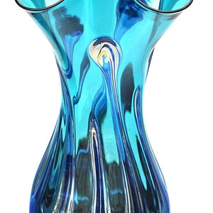 Teal Lily Pad Vase Hand Blown Glass