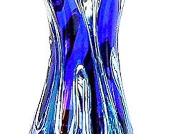 Cobalt Lily Pad Vase Hand Blown Glass