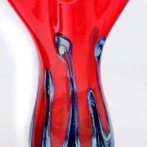 Red Lily Pad Vase Hand Blown Glass