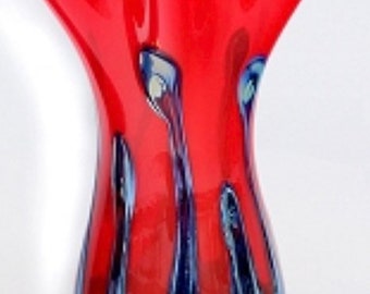 Red Lily Pad Vase Hand Blown Glass