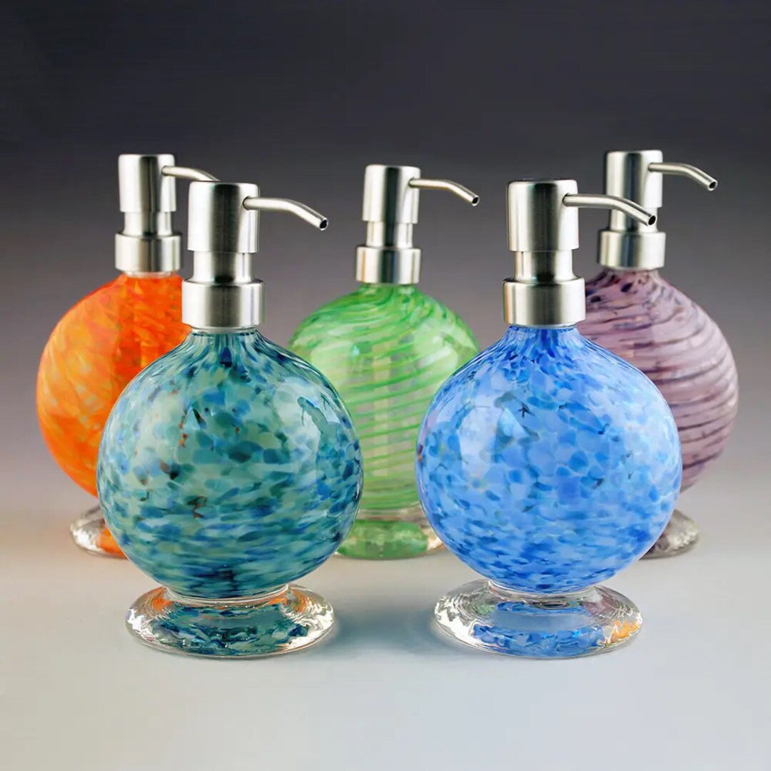 Hand Blown Glass Soap Dispenser Etsy