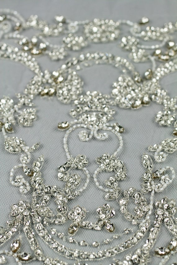 Wedding Veil Applique Wedding Gown Trim Beaded Trim Applique Haute Couture Trim Wedding Applique Bridal Embellishment