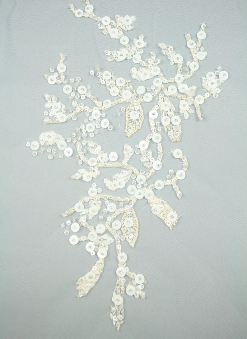 Wedding Veil Applique Wedding Gown Trim Beaded Trim Applique Haute Couture Trim Wedding Applique Bridal Embellishment
