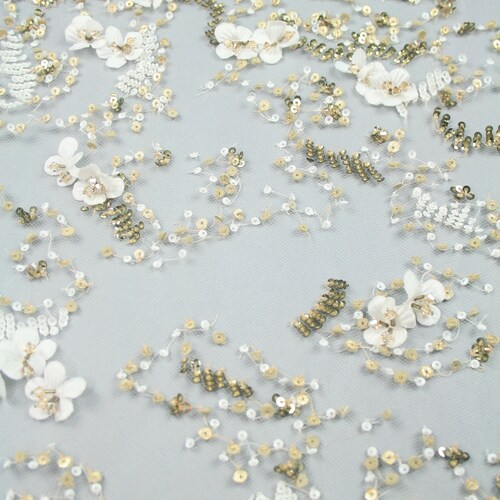 Wedding dress fabric Applique Beading Panel used as Beaded Trim,Embroidered Tulle,Beaded Applique,Beaded shops Lace, Haute Couture Fabric