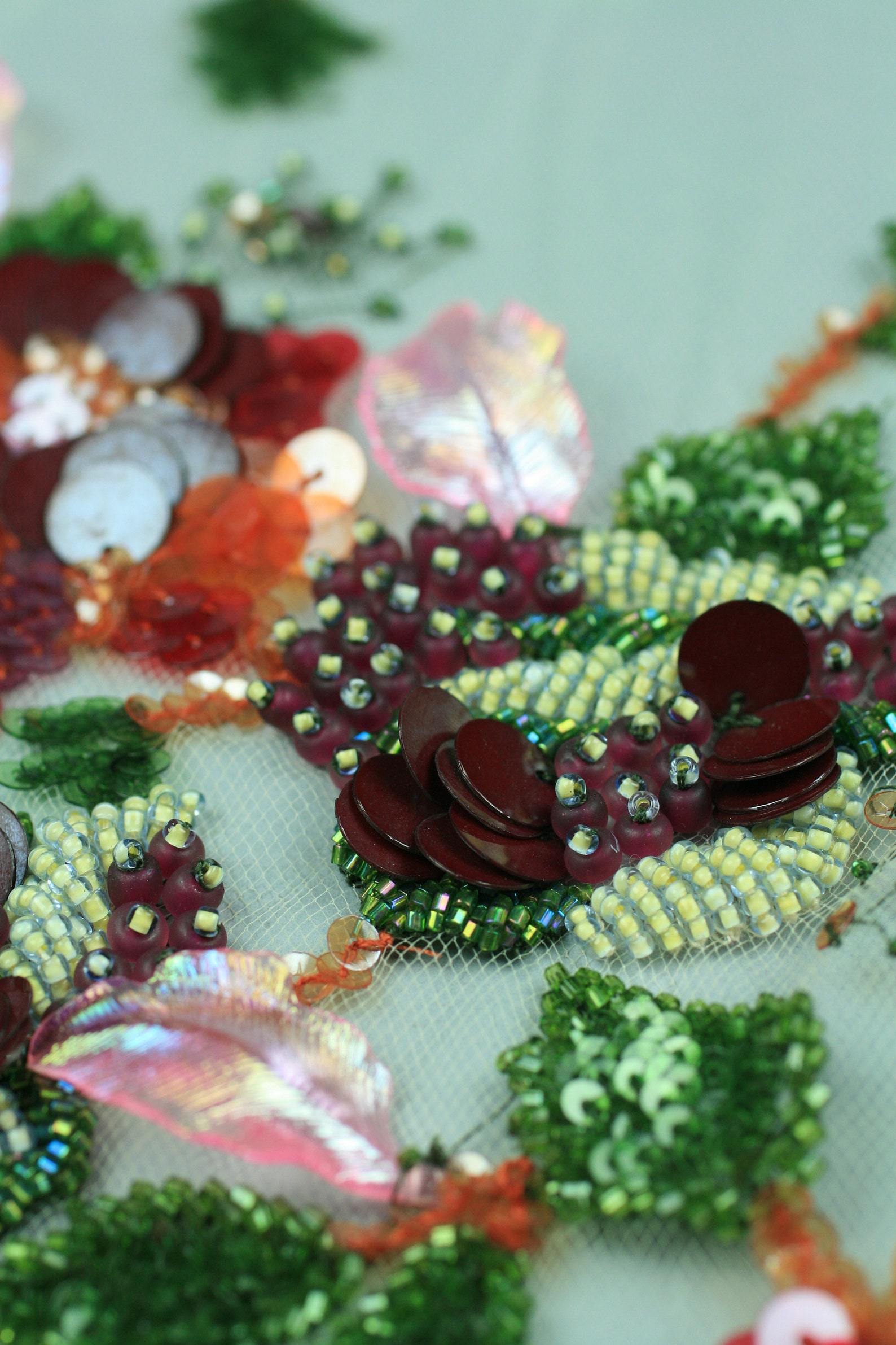 Colorful Embroidery Beading Panel, Beaded Trim Applique , Hand