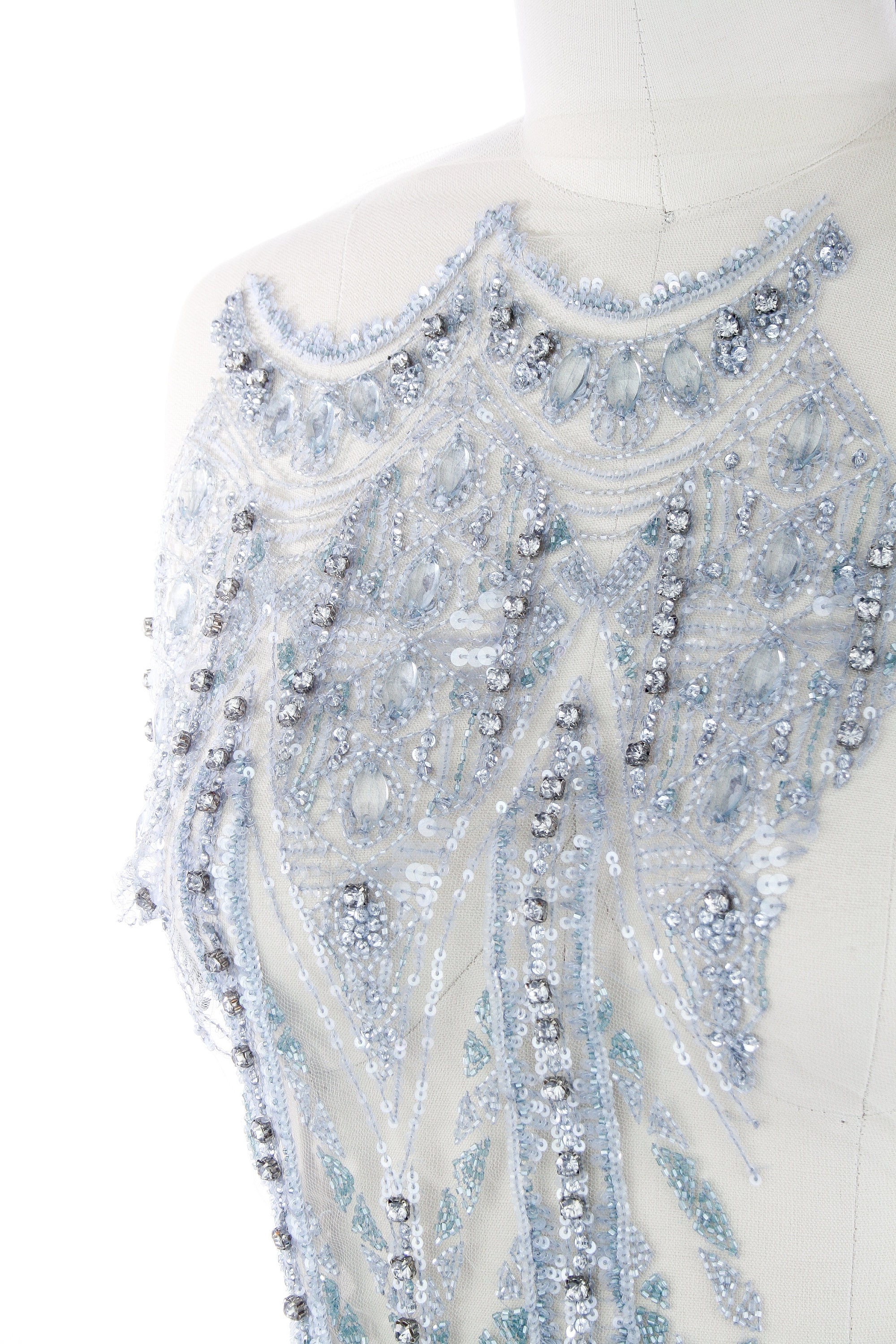 Crystal beaded bodice applique panel haute couture dress Etsy