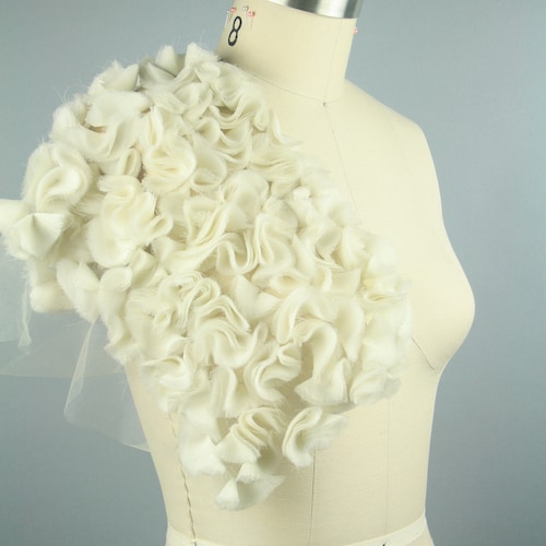 Wedding Capelet, Bridal Capelet, Handmade Wedding Dress Topper, Wedding Dress Cover Up, Bridal Cover Up,3d Ruffles Applique fabric shops