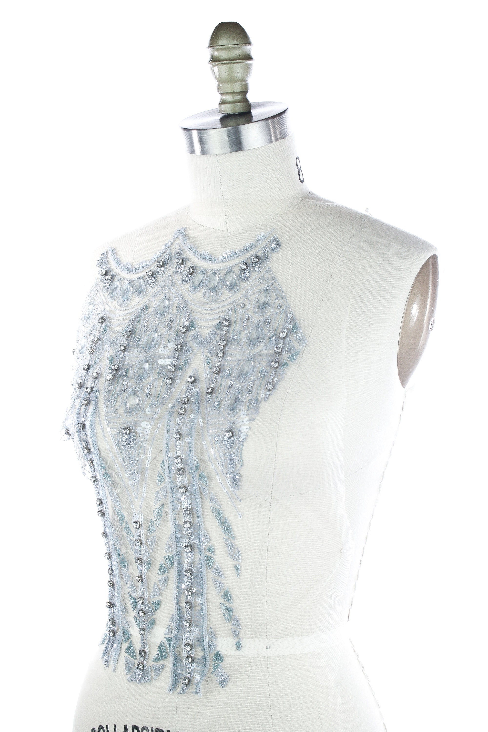 Crystal beaded bodice applique panel haute couture dress Etsy