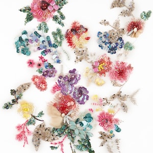 Haute Couture Beaded Fabric | Hand Embroidered Applique Panel | Luxury Tulle Fabric for Bridal, Gowns, Costumes & Runway Design
