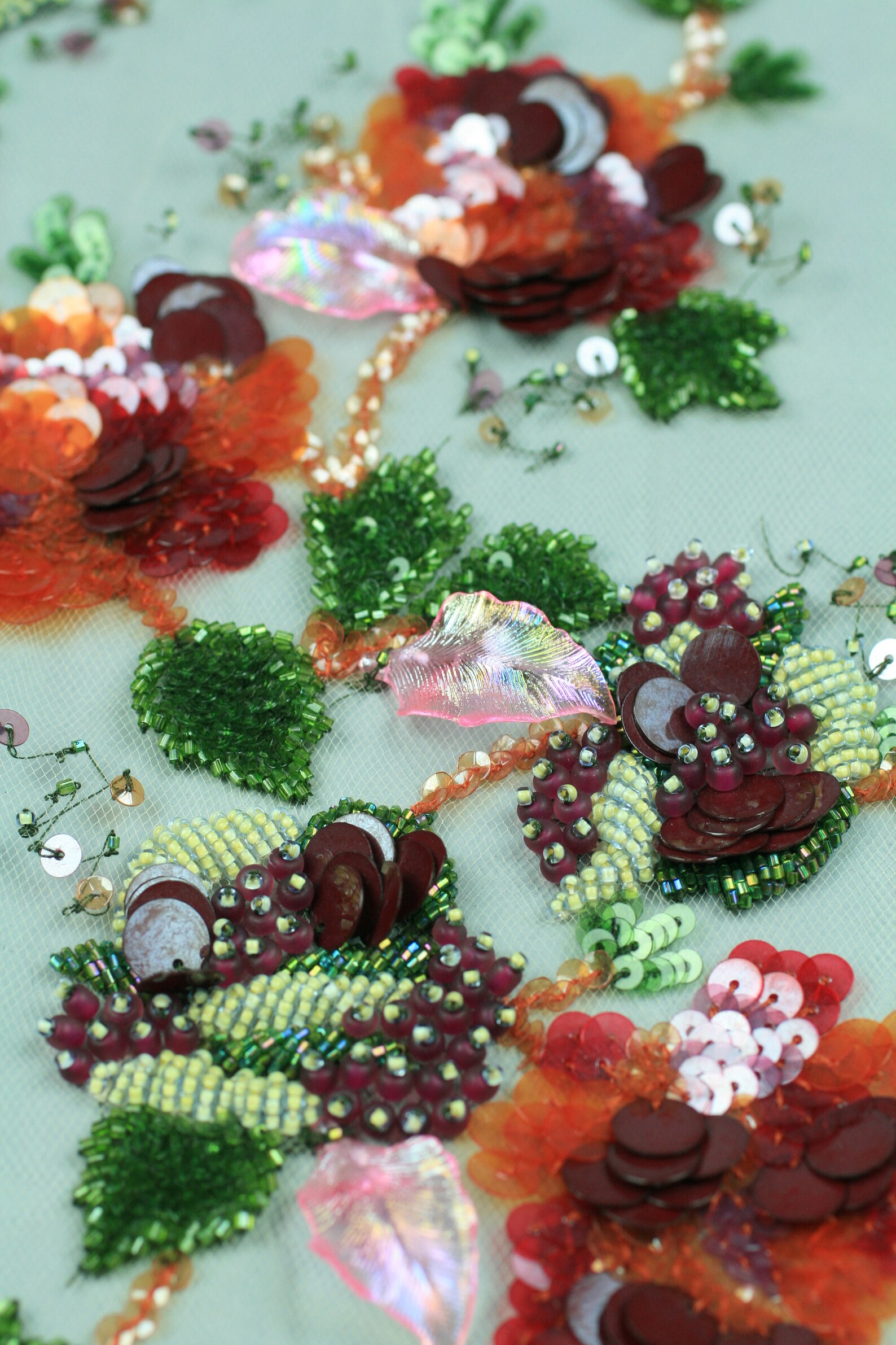 Colorful Embroidery Beading Panel, Beaded Trim Applique , Hand