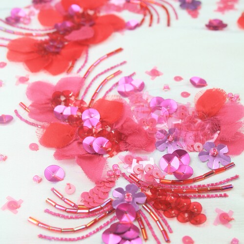 Colorful Embroidery,Wedding Dress fabric, Beaded Trim applique, Hand Embroidered Tulle, Beaded Applique, custom bridal veil shops