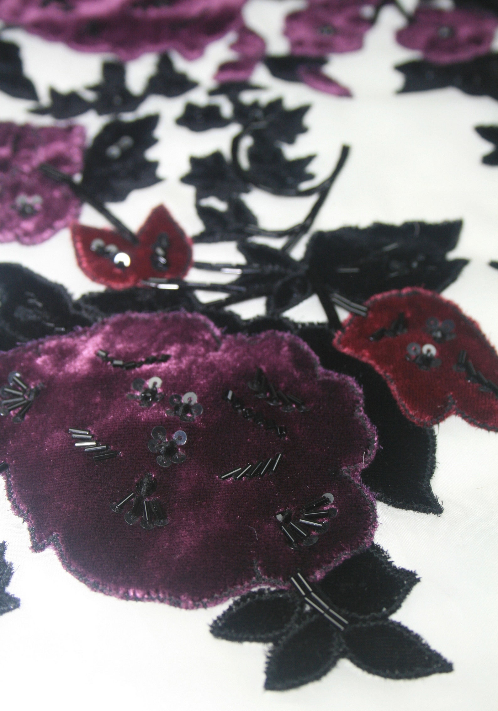 Haute Couture Beaded Dress Fabricburgandy Velvet Floral | Etsy