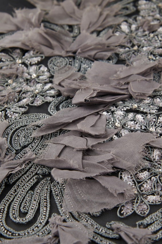 Applique da sposa con paillettes e perline da cucire sulla scollatura con strass per abiti da sera e feste (blu