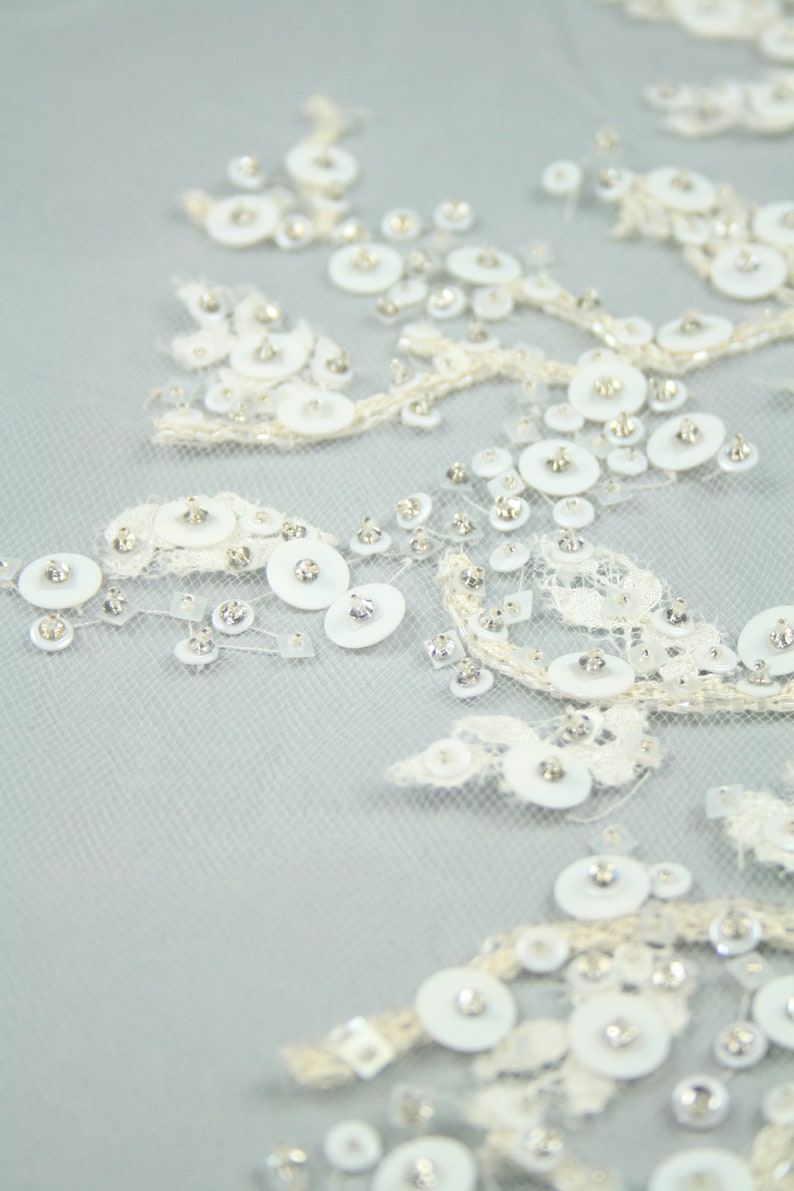 Wedding Veil Applique Wedding Gown Trim Beaded Trim Applique Haute Couture Trim Wedding Applique Bridal Embellishment