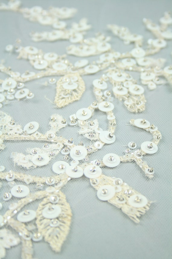 Wedding Veil Applique Wedding Gown Trim Beaded Trim Applique Haute Couture Trim Wedding Applique Bridal Embellishment