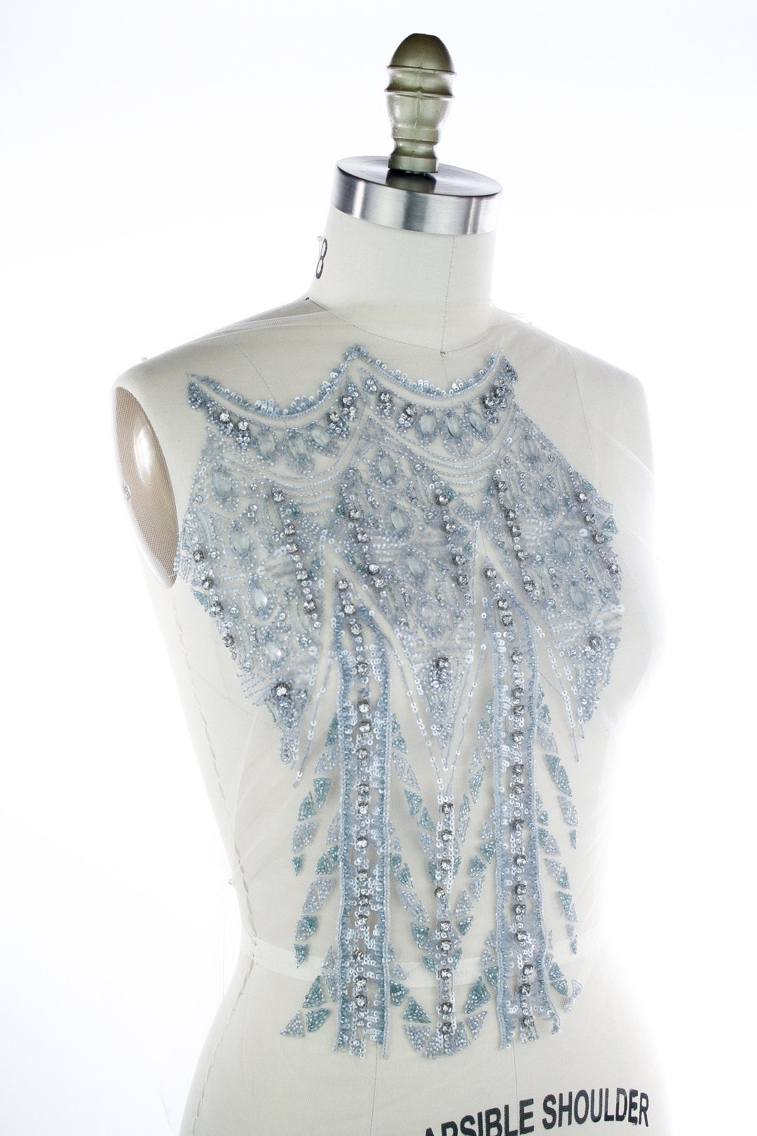 Crystal Beaded Bodice Applique Panel Haute Couture Dress Etsy