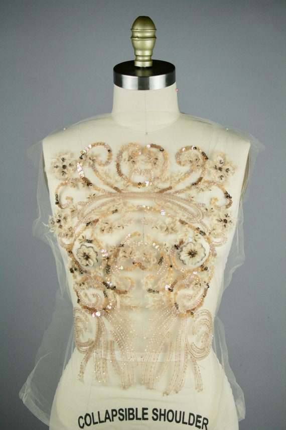 Gold Haute Couture Applique - Beaded Bodice - Embroidered Applique - Bridesmaid  Dress Fabric - Beaded Applique - Embroidered Tulle - Etsy