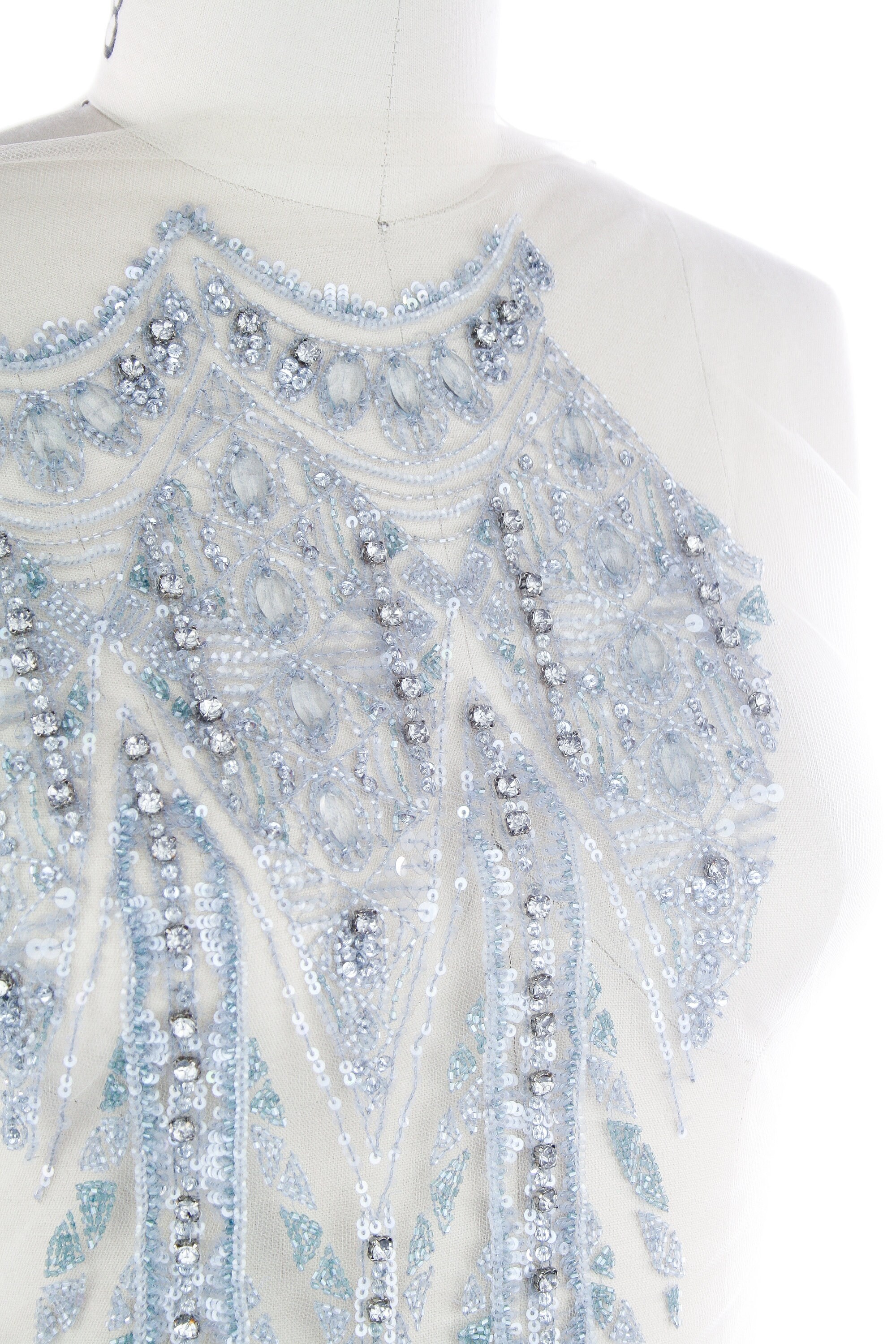 Crystal beaded bodice applique panel haute couture dress Etsy