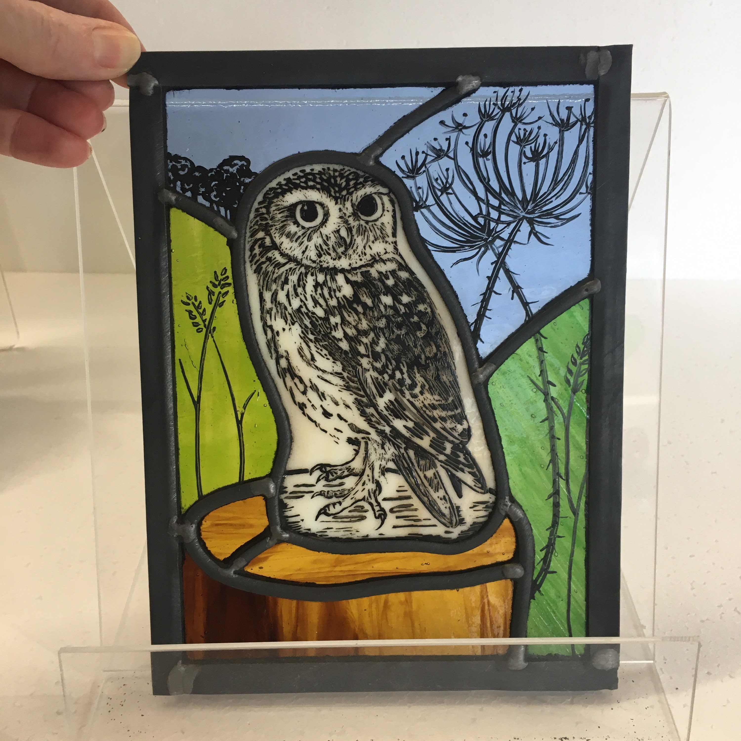 Stained glass panel/ Little Autumn Owl/ Stained Glass/ glass Etsy