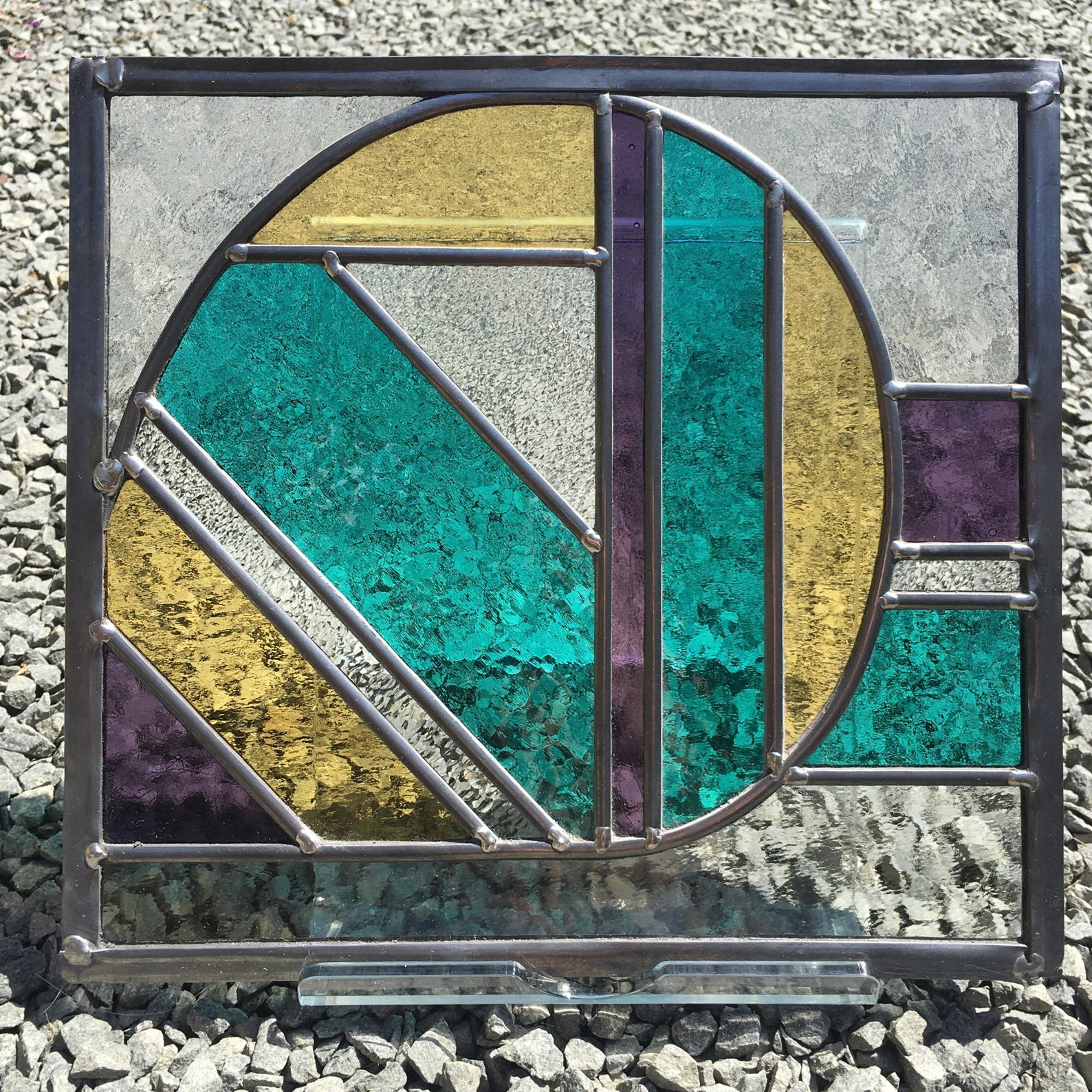 Art Deco/Window hanging/Stained glass panel/Abstract Etsy
