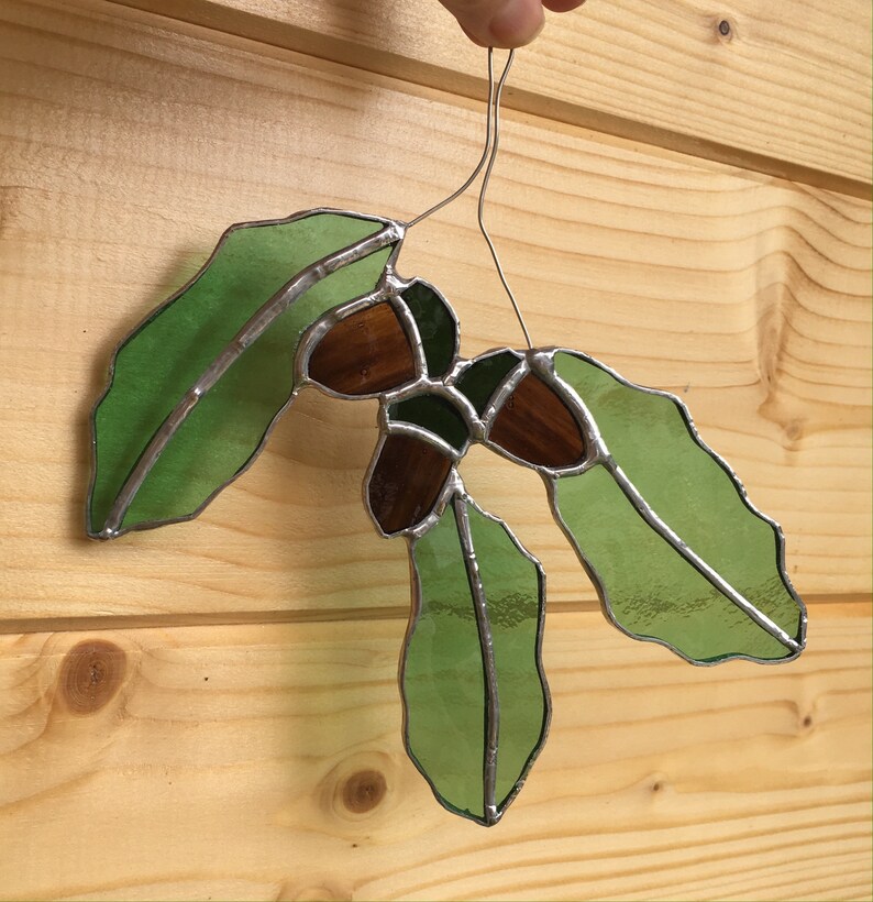 Stained glass/ Stain glass/ Glass acorns/ Acorn sun catcher/ | Etsy