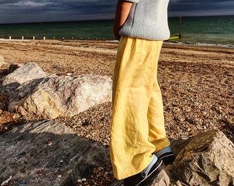 Pantalón ancho de lino KASUMI, pantalones de lino, ropa de verano para niños / tejido de lino certificado OEKO-TEX®