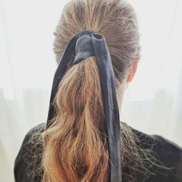 Linen long hairband TAO, hanfu style hair accessory, hair ribbon, hair band, linen bow | OEKO-TEX® certified linen fabric