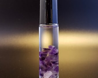 Lavender Amethyst Oil Roller Essential Oil Infused with Amethyst Healing Crystals