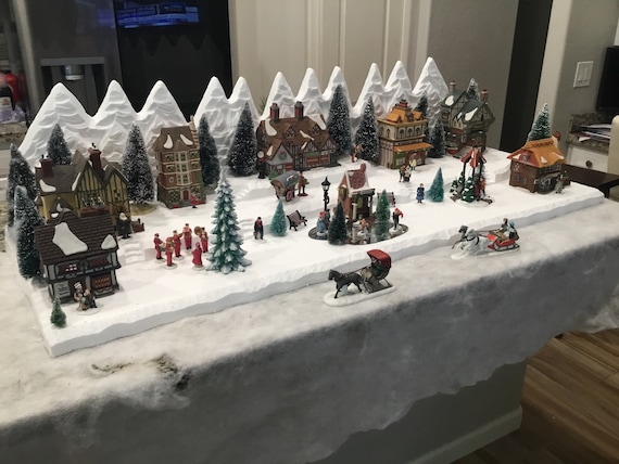 Christmas Village Display Platform for Lemax Dept 56 North Pole Dickens  Collection Large Size 60x20 Inches 