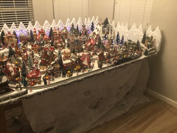 Christmas Village Display Platform Huge 4x8 With Train Track Layout for  Lemax Dept 56 Dickens Snow Village North Pole Collections 