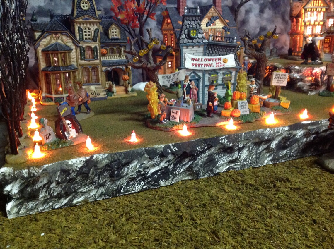 Halloween Village Display Platform With Build in Light Feature Etsy