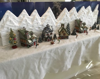 Christmas village display mountain backdrop 54x14 inches for Lemax, Dept 56 and other Christmas village displays