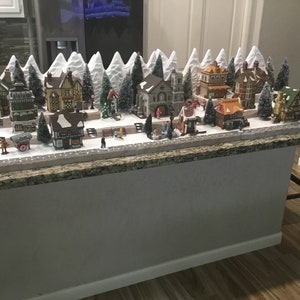 Christmas village  display platform Large size 6 feet long for dept 56 collections, dickens , Lemax , Bradford Exchange, SNS and others