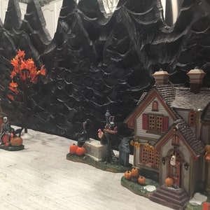 Halloween village display mountain backdrop for Lemax spooky town , dept 56 Halloween villages /collections