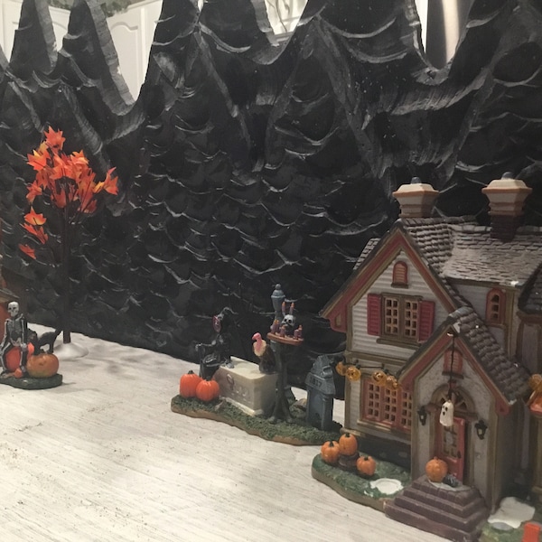 Halloween Village Backdrop Etsy