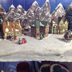 Christmas village display mountain backdrop for Lemax, Dept 56 Christmas village display