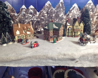 Christmas village display mountain backdrop for Lemax, Dept 56 Christmas village display