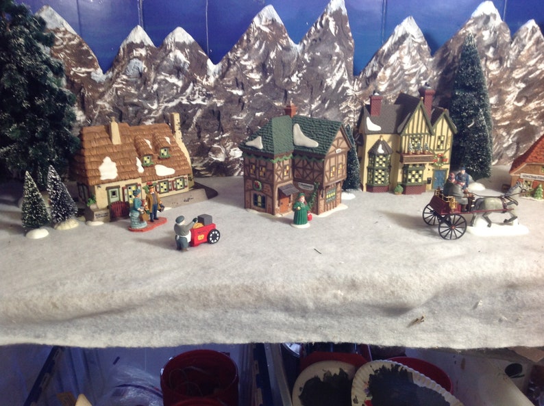 Christmas village display mountain backdrop for Lemax, Dept 56 Christmas village display image 1