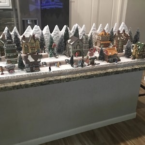 Christmas village display platform HUGE 6 feet long fits well Lemax and Dept 56 dickens , New England, North Pole  and other collections