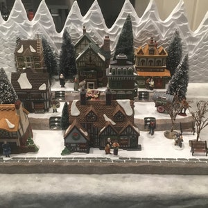 Christmas village display platform for Lemax and Dept 56 dickens , New England and other collections