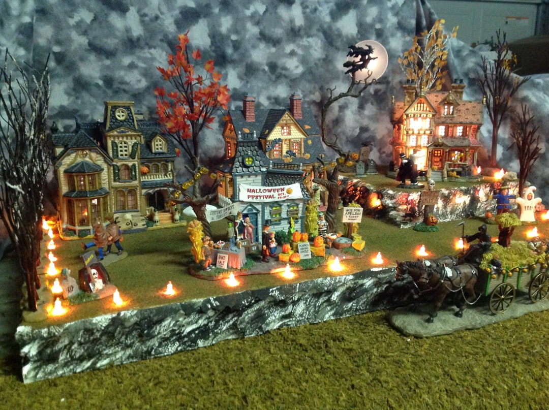Halloween Village Display Platform With Build in Light Feature for Lemax Spooky Town and Dept 56