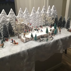 Christmas Village Display Platform W/ski Slope, Sled Hill and Mountain ...