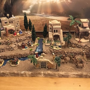 Christmas village display display platform for Nativity set , Dept 56 Litter Town of Bethlehem, Dept 56 Holy Land , Fontanini and others