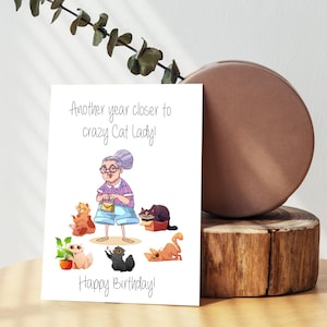Grußkarte Crazy Cat Lady - Grußkarte mit Umschlag Postkarte Geschenkkarte Geburtstagskarte Buch-Marie Postcard Greeting Happy birthday