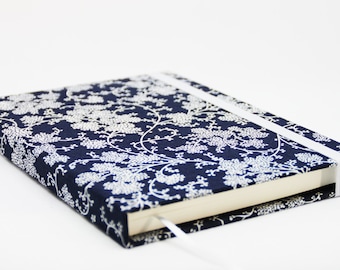 Sketchbook, notepad, diary flowers blue A5 notebook scribble guestbook blank creative sketch book hardcover book journal travel book-Marie